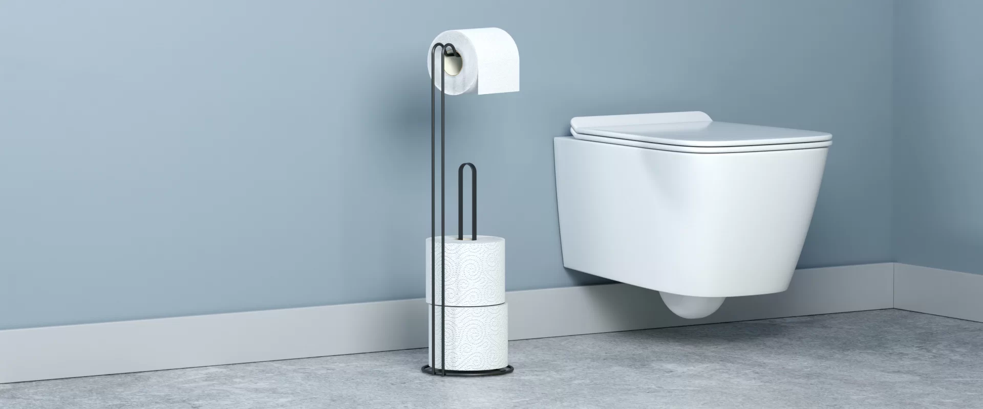 Originally Designed Multifunctional Toilet Paper Roll holder, Brush and Trash Bin Stands 