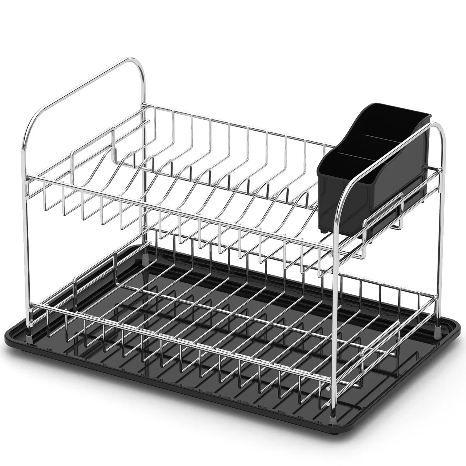 Two Tier Dish Drainer With Grey Tray