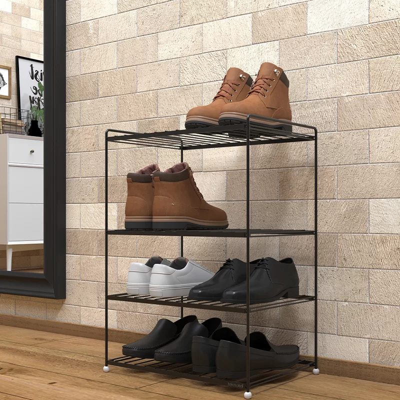 EG206B Foldable Shoe Boot Trainer Towel Rack Storage Shelf Organiser Stand 4 Tier