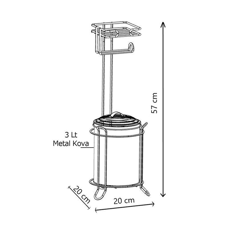 MG095W Toilet Paper Holder Stand with Trash Can