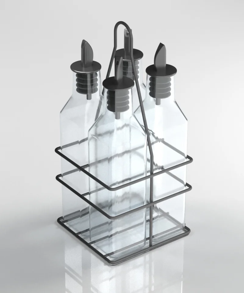 MG023 Quattro Glass Sauce Bottle with Stand