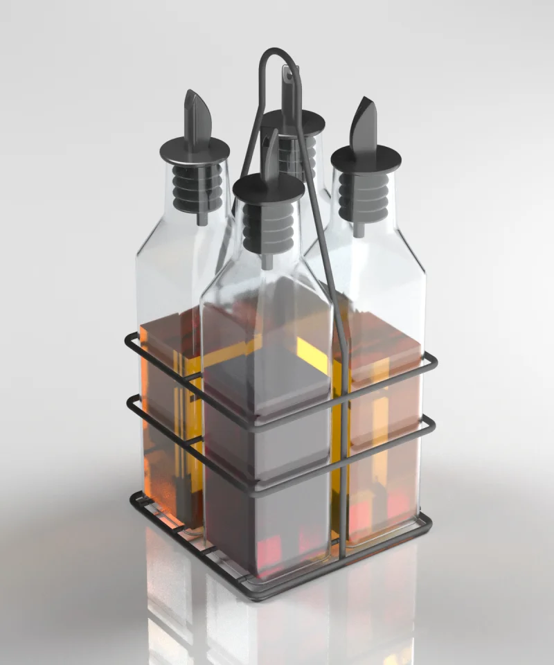 MG023 Quattro Glass Sauce Bottle with Stand