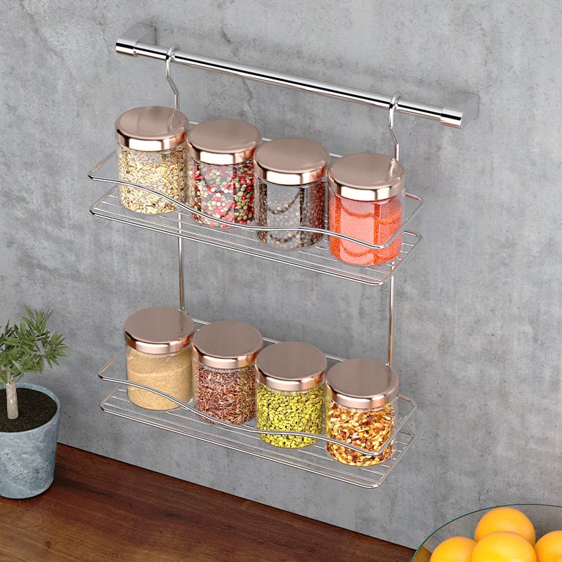 MG042 Foldable Spice Rack 2 Tiers with 40 cm Rail