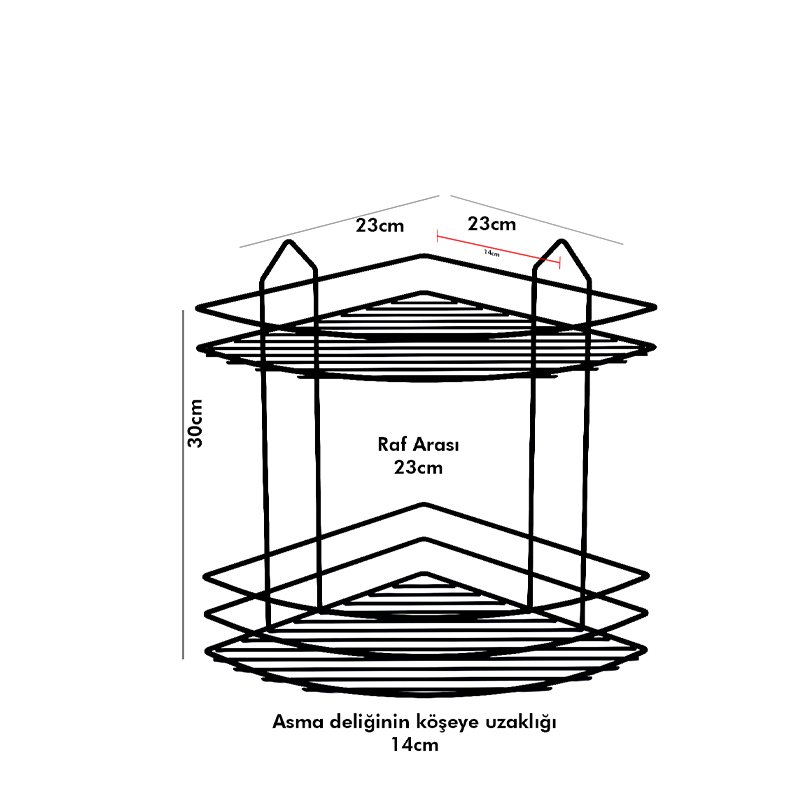 BK002B eco Bath Corner Shelf Two Tiers MATTE BLACK