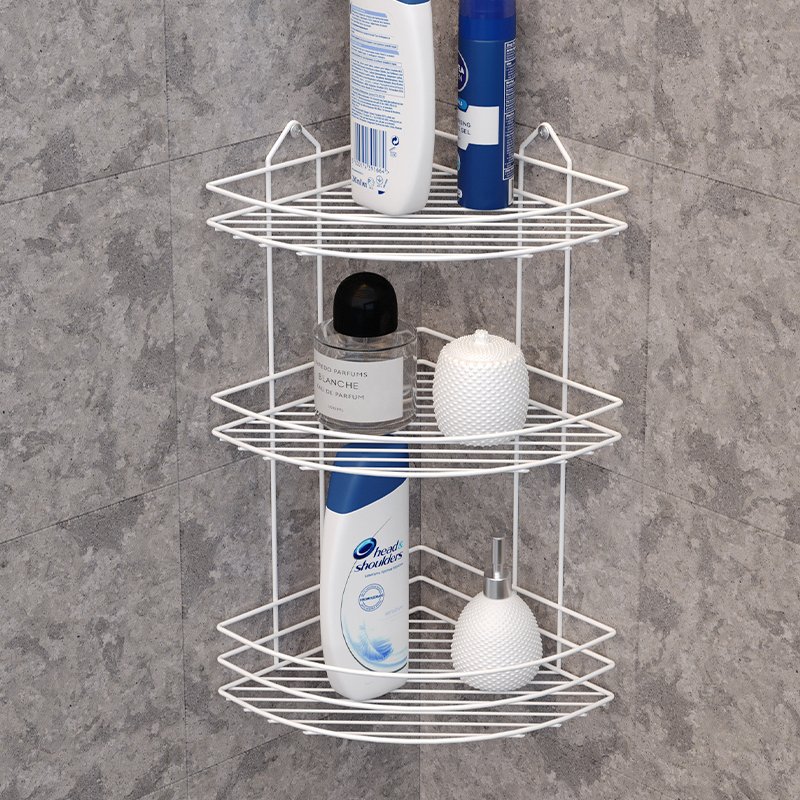BK003W eco Bath Corner Shelf 3 Tiers MATTE WHITE Teknotel