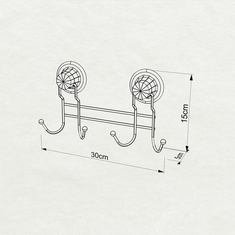 DM252 Rack with 4 Hooks with Suction Cup