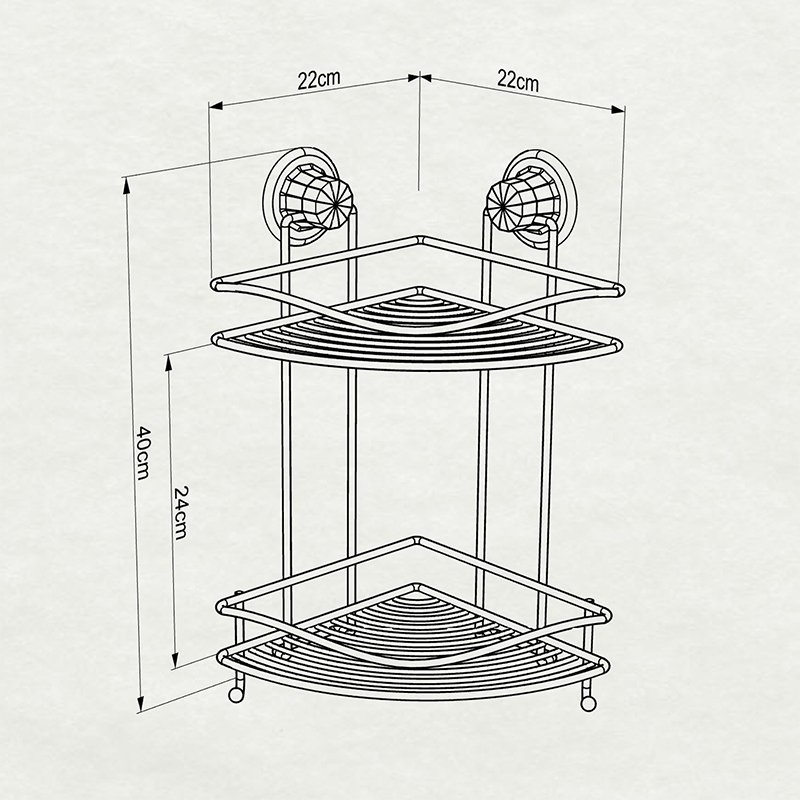 DM253 2 Tier Bath Corner Shelf with Hook and Suction Cup