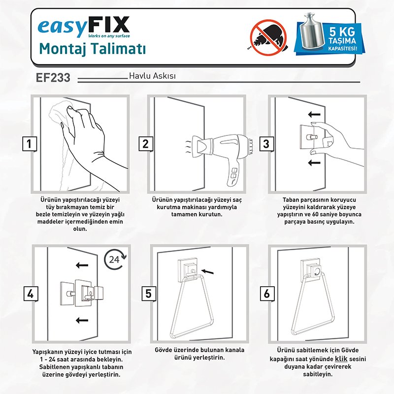 EF233 easyFIX Towel Holder, Self-adhesive