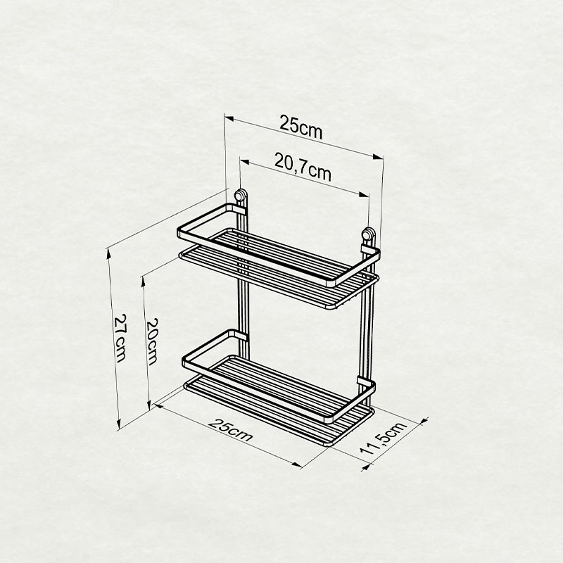 ES067 Bath Shelf Sheet Bar 2 Tiers CHROME