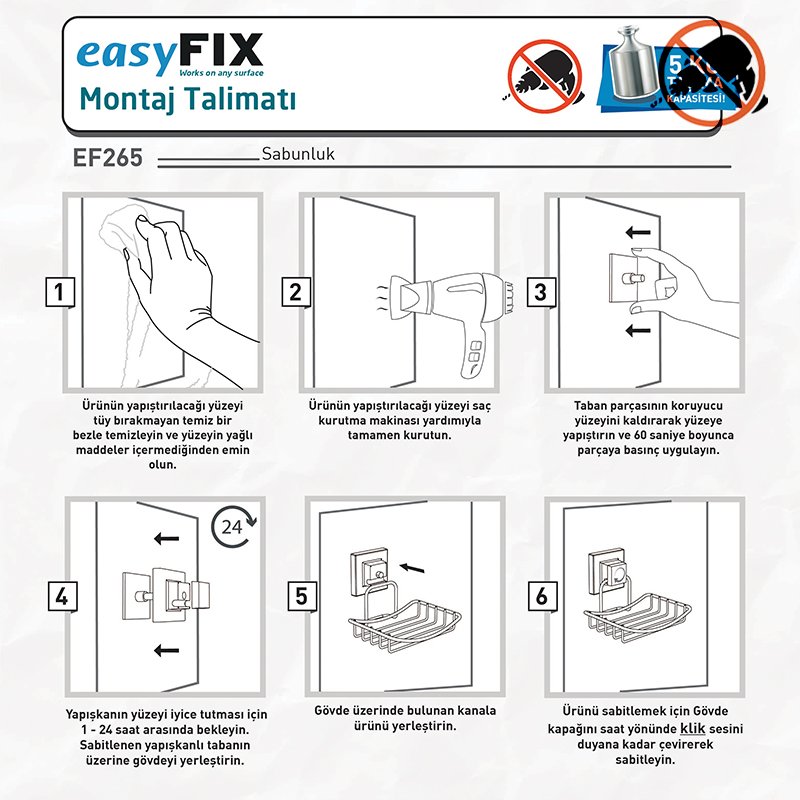 EF265 easyFIX Soap Holder, Self-adhesive