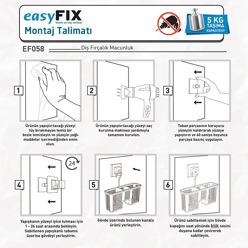 EF058 easyFIX Multipurpose Holder, Self-adhesive