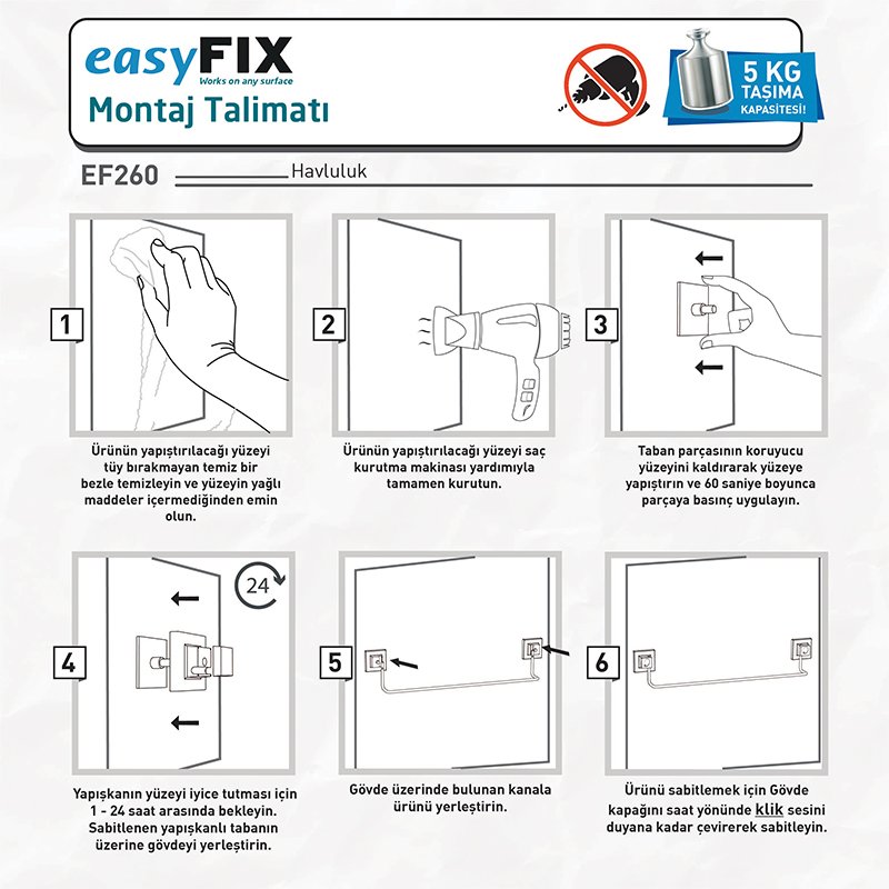 EF260 easyFIX Towel Rack, Self-adhesive