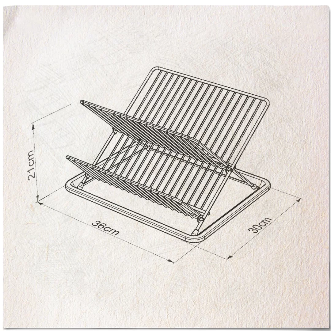 KB004 Dish Drainer Two Tiers, Foldable with Cutlery Tray