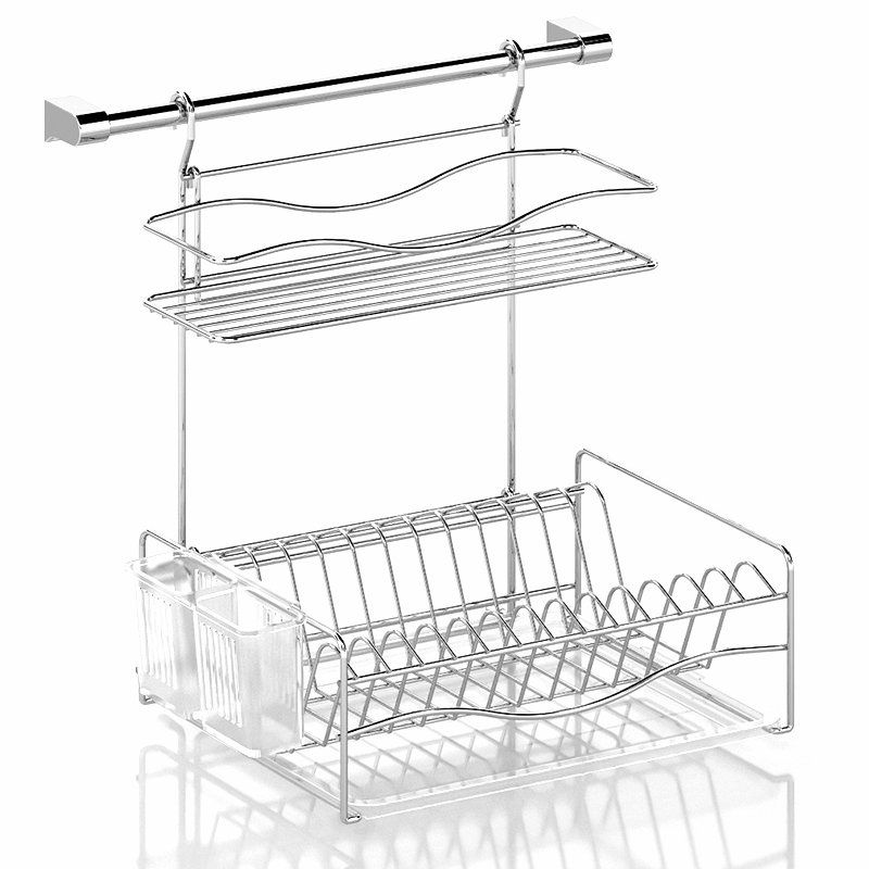 KB013 2 Tier Dish Drainer with Cutlery, Tray and 40 cm Rail