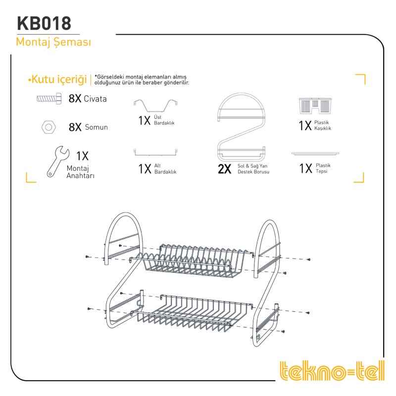 KB018 Dish Drainer FOLDABLE Two Tiers