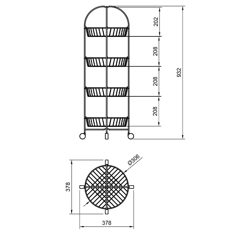 MG002W Basket Four Tiers, Foldable