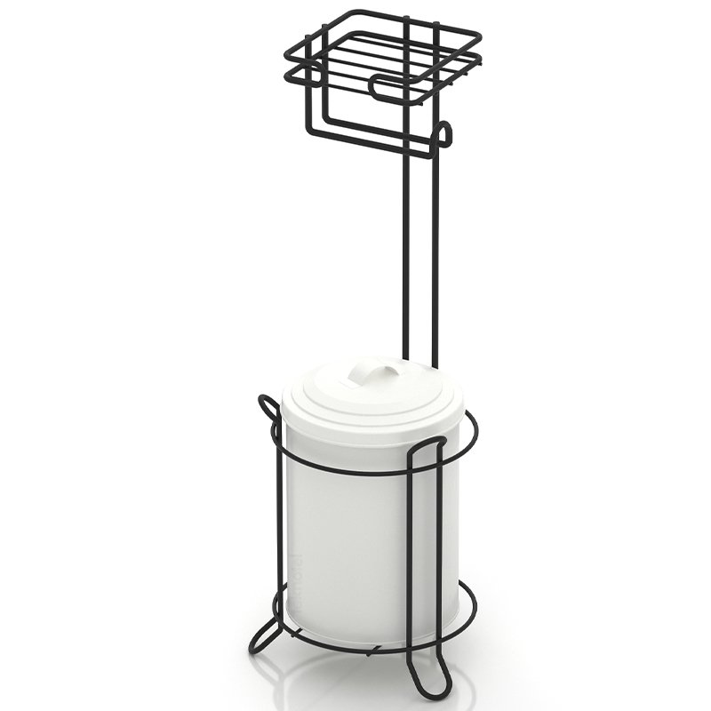 MG095B Toilet Paper Holder Stand with Trash Can Teknotel