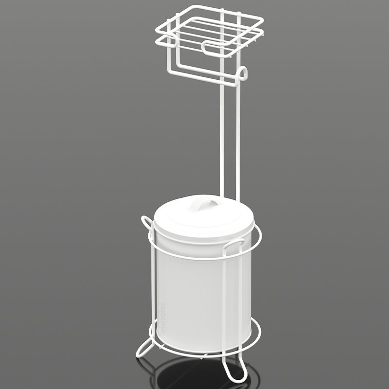 MG095W Toilet Paper Holder Stand with Trash Can Teknotel