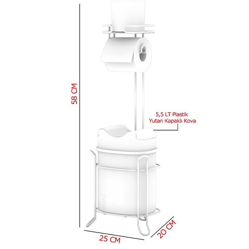 MG098WC Toilet Paper Holder Stand with Dust Bin 5,5 lt