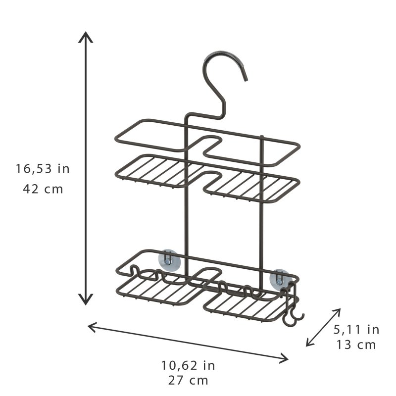 TEKNOTEL Shower Caddy Bathroom Organizer Extra Wide Rack with Hooks