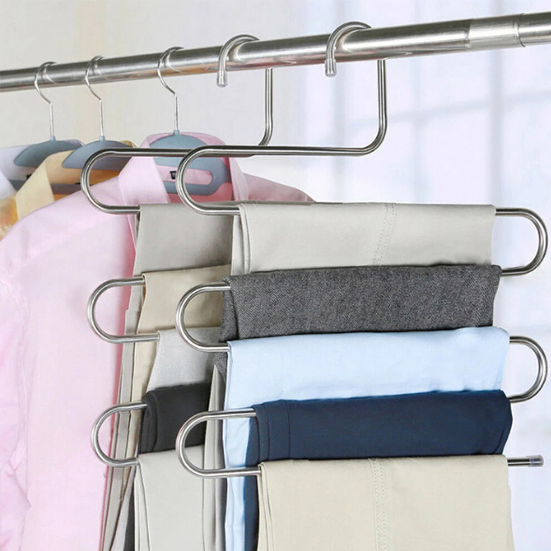 EG202W Space Saving 5 Layered Pants Rack for Scarf Jeans Trousers