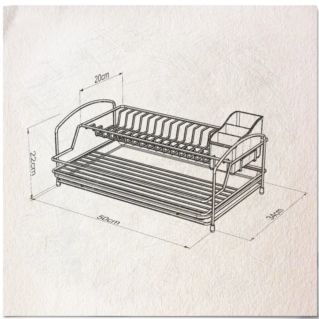 KB008 Dish Drainer Two Tiers with Cutlery and Tray