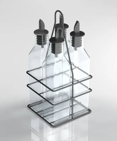 MG023 Quattro Glass Sauce Bottle with Stand