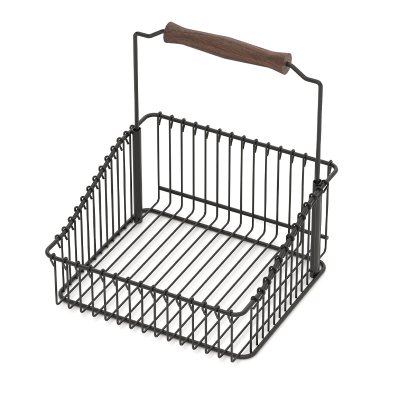 MG076B Kitchen Basket with Wood Handle for Rail