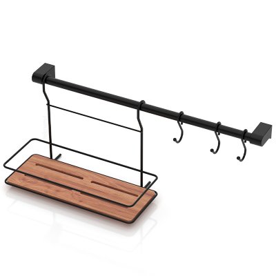 MG054B Kitchen Rail Set, 60 Cm Tube with 3 Hooks and Water Proof Wood