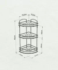 BK075 Bath Corner Shelf 3 Tier with Wood Design ABS