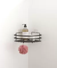 ST107H Corner Shower Caddy Bathroom Shower Organizer Shelves with Hooks, Self Adhesive No Drilling