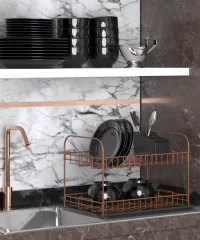KB007 Dish Drainer Two Tiers, Foldable with Cutlery Tray