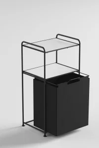 MG100 2 Tier Foldable Wood Shelf Laundry Basket